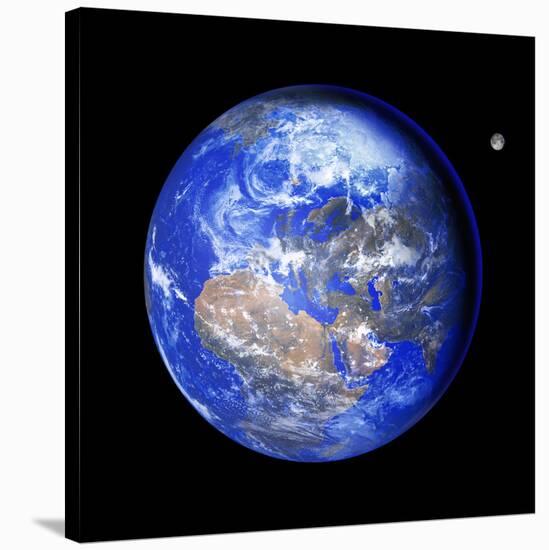 Earth And Moon-Detlev Van Ravenswaay-Stretched Canvas