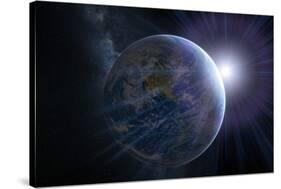 Earth And Sunrise From Space, Artwork-Detlev Van Ravenswaay-Stretched Canvas