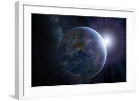 Earth And Sunrise From Space, Artwork-Detlev Van Ravenswaay-Framed Premium Photographic Print