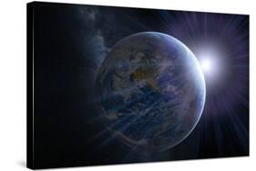 Earth And Sunrise From Space, Artwork-Detlev Van Ravenswaay-Stretched Canvas