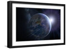 Earth And Sunrise From Space, Artwork-Detlev Van Ravenswaay-Framed Photographic Print