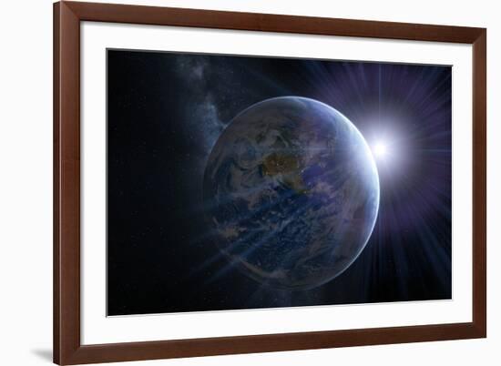 Earth And Sunrise From Space, Artwork-Detlev Van Ravenswaay-Framed Photographic Print