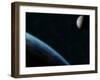 Earth and the Moon-Stocktrek Images-Framed Premium Photographic Print