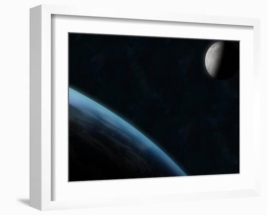 Earth and the Moon-Stocktrek Images-Framed Premium Photographic Print