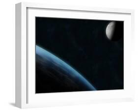 Earth and the Moon-Stocktrek Images-Framed Premium Photographic Print