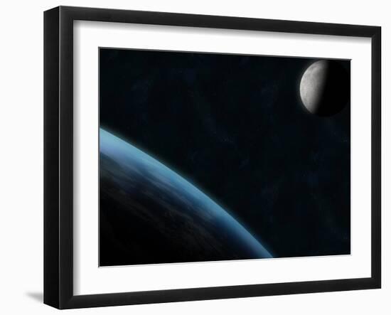 Earth and the Moon-Stocktrek Images-Framed Photographic Print