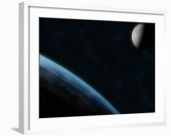 Earth and the Moon-Stocktrek Images-Framed Photographic Print