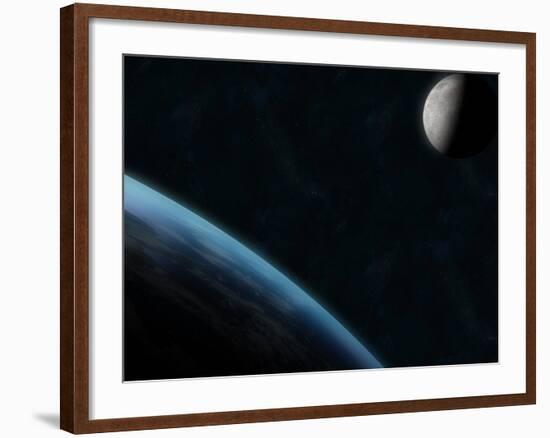 Earth and the Moon-Stocktrek Images-Framed Photographic Print