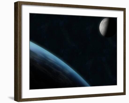 Earth and the Moon-Stocktrek Images-Framed Photographic Print