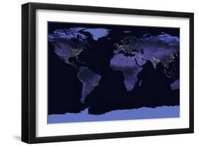 Earth at Night, Satellite Image-null-Framed Photographic Print