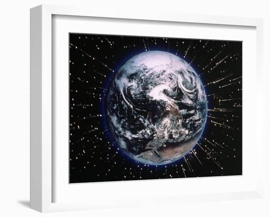 Earth Bombarded by Stars-Chris Rogers-Framed Premium Photographic Print