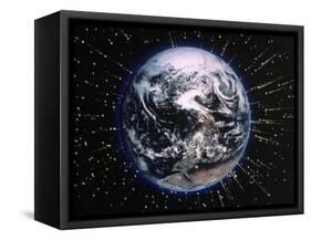 Earth Bombarded by Stars-Chris Rogers-Framed Stretched Canvas