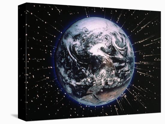 Earth Bombarded by Stars-Chris Rogers-Stretched Canvas