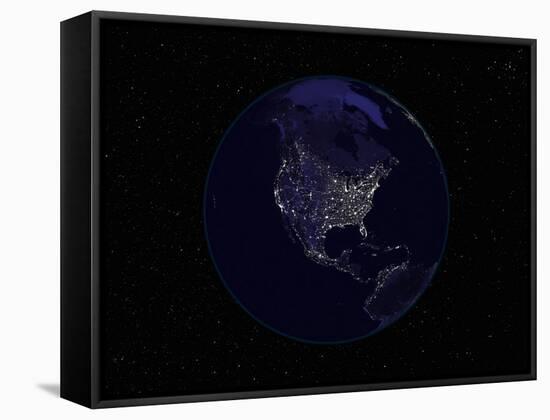 Earth Centered on Northamerica-Stocktrek Images-Framed Stretched Canvas