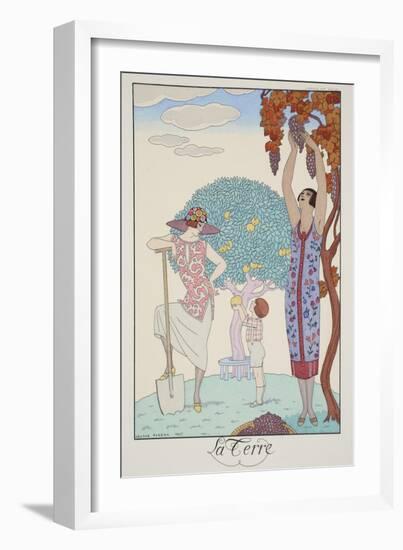 Earth, from 'Falbalas and Fanfreluches, Almanach des Modes Présentes, Passées et Futures', 1925-Georges Barbier-Framed Giclee Print