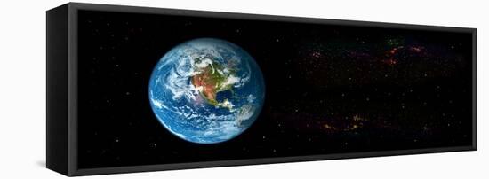 Earth in Space Showing North Americas (Photo Illustration)-null-Framed Stretched Canvas
