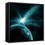 Earth in Space with a Flying Asteroid, Abstract Background-molodec-Framed Stretched Canvas