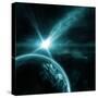 Earth in Space with a Flying Asteroid, Abstract Background-molodec-Stretched Canvas