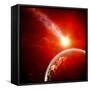 Earth in Space with a Flying Asteroid, Abstract Background-molodec-Framed Stretched Canvas