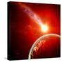Earth in Space with a Flying Asteroid, Abstract Background-molodec-Stretched Canvas