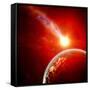 Earth in Space with a Flying Asteroid, Abstract Background-molodec-Framed Stretched Canvas