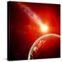 Earth in Space with a Flying Asteroid, Abstract Background-molodec-Stretched Canvas