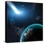 Earth in Space with a Flying Asteroid, Abstract Background-molodec-Stretched Canvas