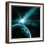 Earth in Space with a Flying Asteroid, Abstract Background-molodec-Framed Photographic Print