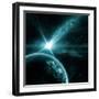 Earth in Space with a Flying Asteroid, Abstract Background-molodec-Framed Photographic Print