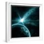 Earth in Space with a Flying Asteroid, Abstract Background-molodec-Framed Photographic Print