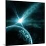 Earth in Space with a Flying Asteroid, Abstract Background-molodec-Mounted Photographic Print