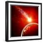 Earth in Space with a Flying Asteroid, Abstract Background-molodec-Framed Photographic Print