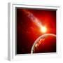 Earth in Space with a Flying Asteroid, Abstract Background-molodec-Framed Photographic Print