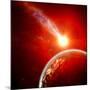 Earth in Space with a Flying Asteroid, Abstract Background-molodec-Mounted Photographic Print