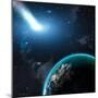 Earth in Space with a Flying Asteroid, Abstract Background-molodec-Mounted Photographic Print