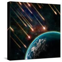 Earth in Space with a Flying Asteroids, Abstract Background-molodec-Stretched Canvas