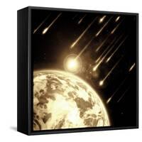 Earth in Space with a Flying Asteroids, Abstract Background-molodec-Framed Stretched Canvas