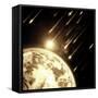 Earth in Space with a Flying Asteroids, Abstract Background-molodec-Framed Stretched Canvas