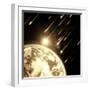 Earth in Space with a Flying Asteroids, Abstract Background-molodec-Framed Photographic Print