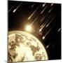 Earth in Space with a Flying Asteroids, Abstract Background-molodec-Mounted Photographic Print