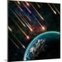 Earth in Space with a Flying Asteroids, Abstract Background-molodec-Mounted Photographic Print