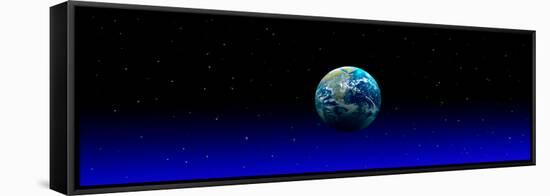 Earth in Space with Blue Mist (Photo Illustration)-null-Framed Stretched Canvas