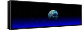 Earth in Space with Blue Mist (Photo Illustration)-null-Framed Stretched Canvas