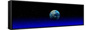 Earth in Space with Blue Mist (Photo Illustration)-null-Framed Stretched Canvas