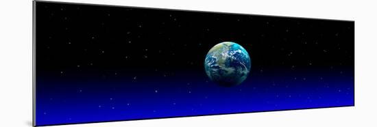 Earth in Space with Blue Mist (Photo Illustration)-null-Mounted Premium Photographic Print