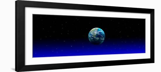 Earth in Space with Blue Mist (Photo Illustration)-null-Framed Photographic Print