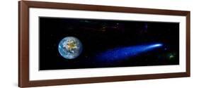 Earth in Space with Comet (Photo Illustration)-null-Framed Photographic Print