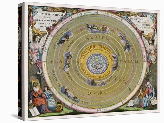 Earth is Depicted at the Centre of the Cosmos Circled by the Seven Planets Known to Him-Andreas Cellarius-Stretched Canvas