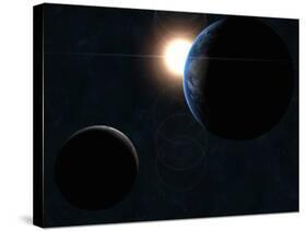 Earth, Moon and the Sun-Stocktrek Images-Stretched Canvas