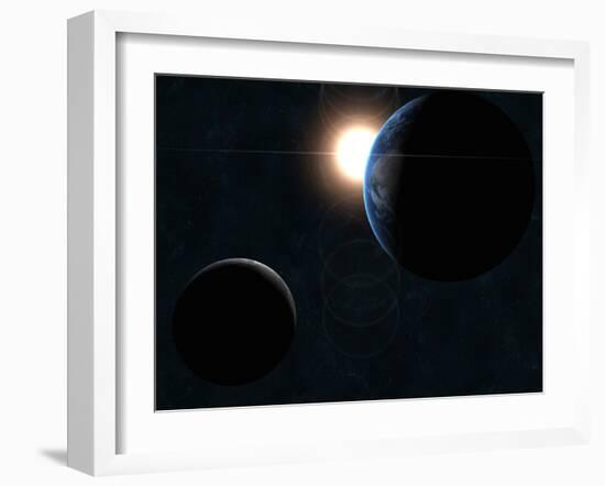 Earth, Moon and the Sun-Stocktrek Images-Framed Premium Photographic Print